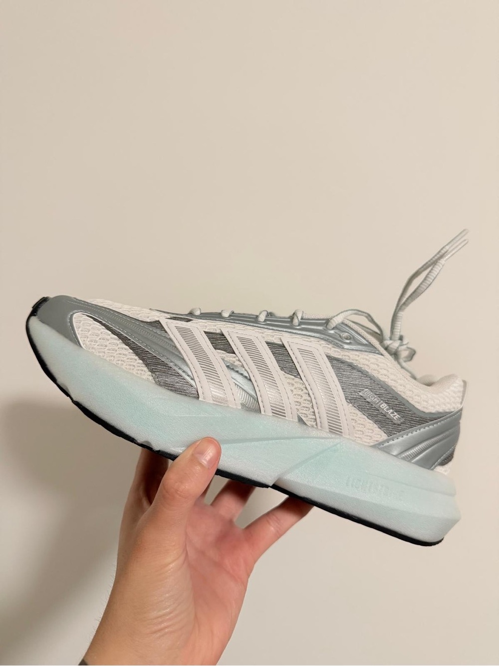 adidas Women's Athletic Sneakers in Light Blue and White with Silver Accents